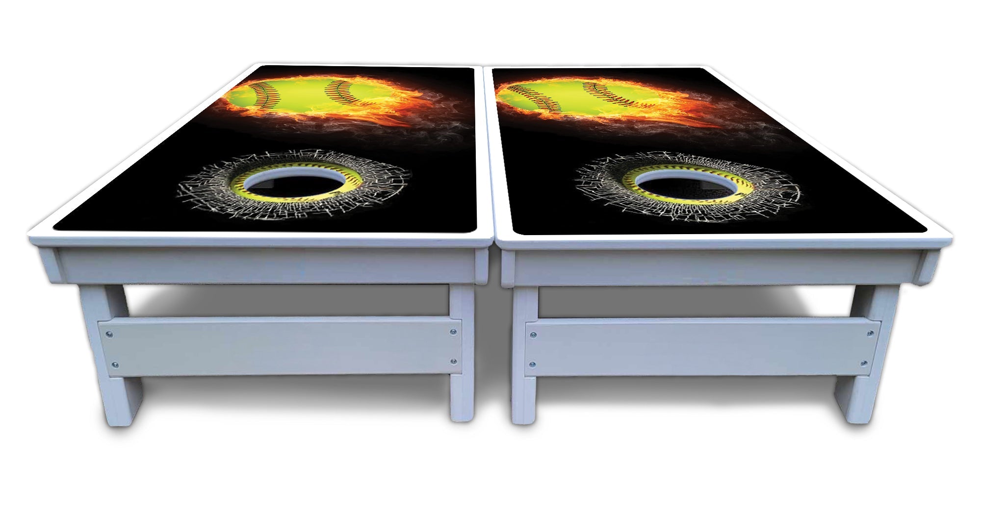 Fire Softball Cornhole Boards - All Weather Series