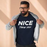 NICE Throw Shop Unisex Crewneck Sweatshirt White Logo – Multiple Colors