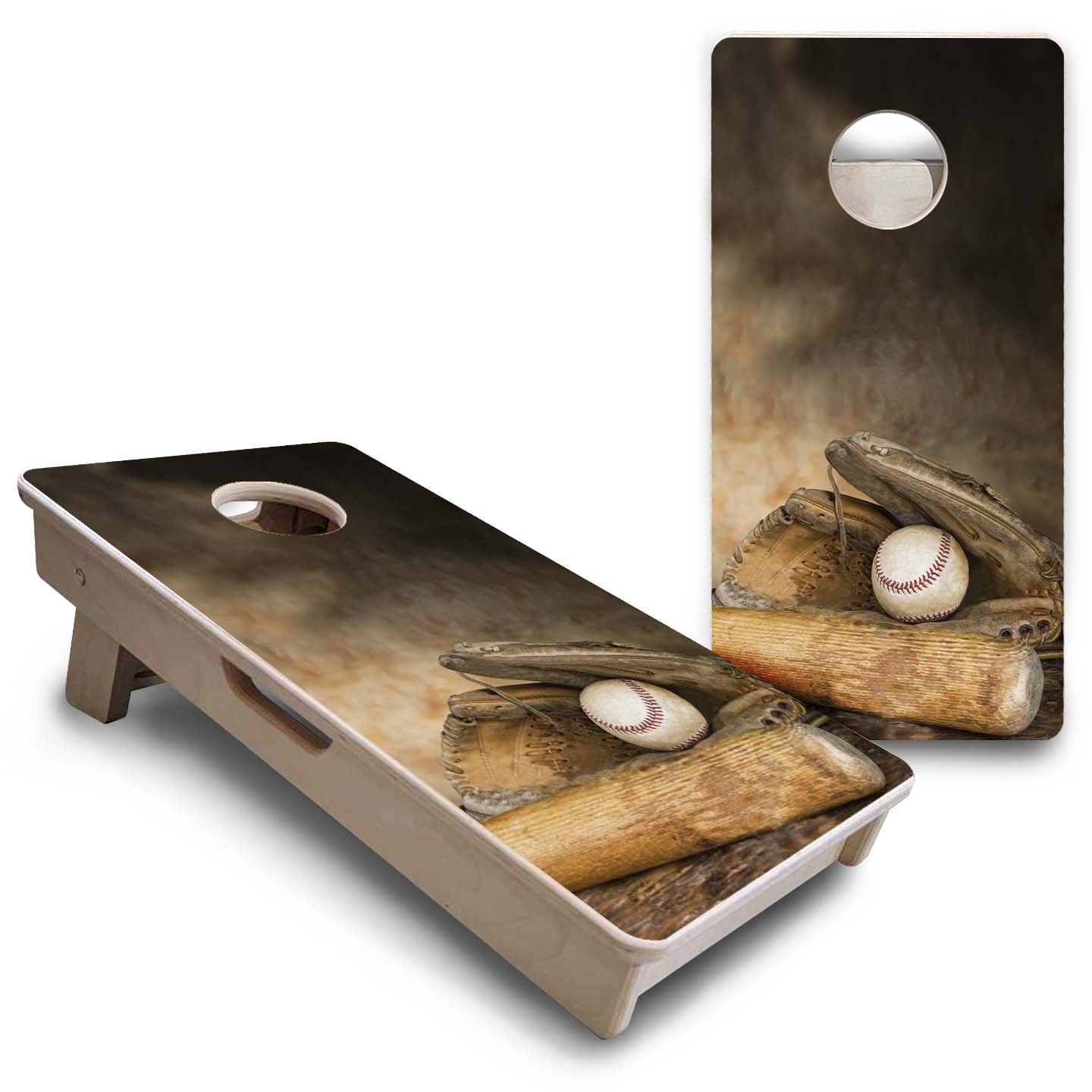 Mini Cornhole Boards - Worn Baseball & Glove