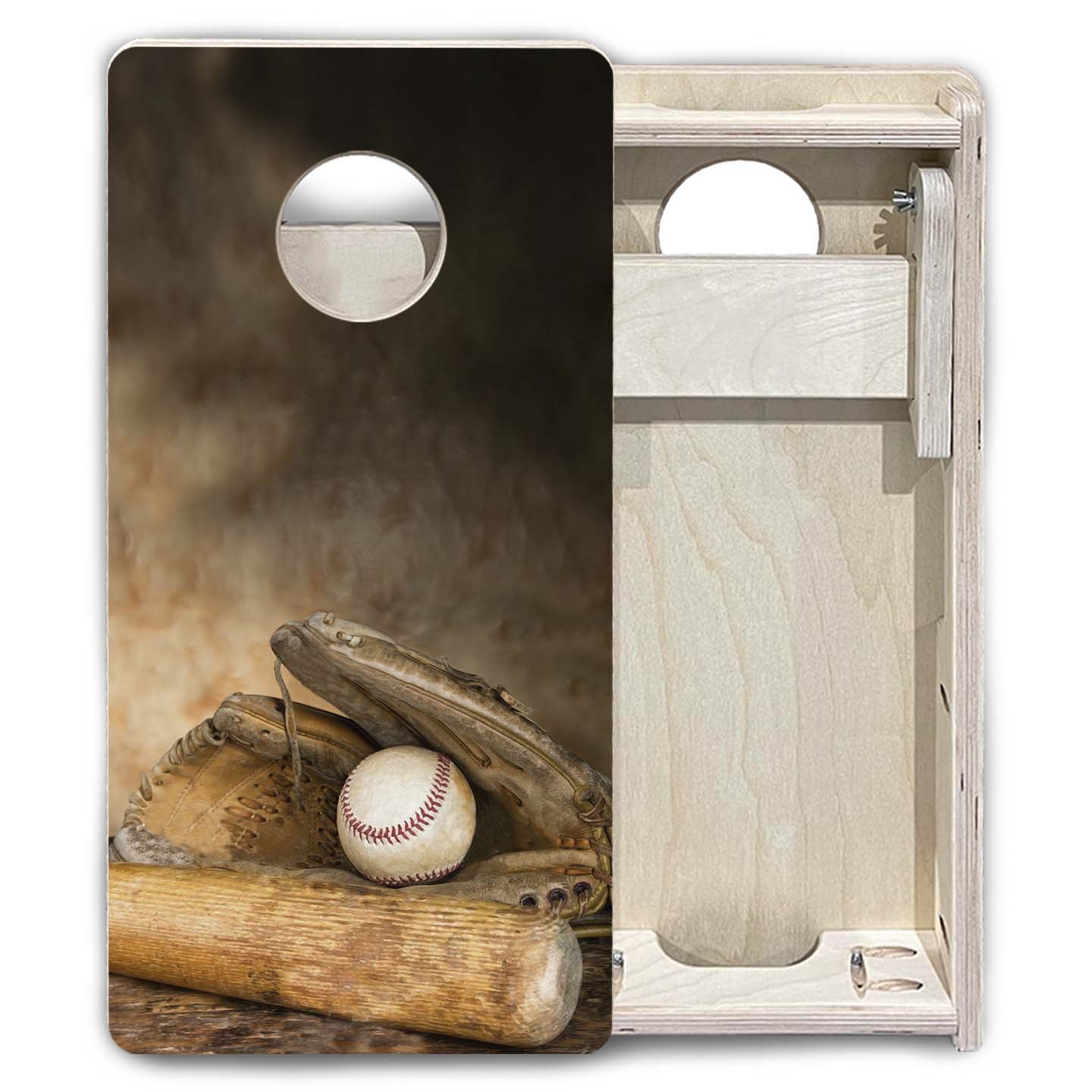 Mini Cornhole Boards - Worn Baseball & Glove