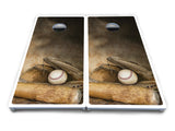 Worn Baseball & Glove Design Cornhole Boards - All Weather Series