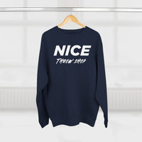 NICE Throw Shop Unisex Crewneck Sweatshirt White Logo – Multiple Colors