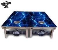 Blue & Green Lightning Cornhole Boards - Pro Solution Elite Series