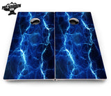 Blue & Green Lightning Cornhole Boards - Pro Solution Elite Series