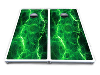 Blue & Green Lightning Cornhole Boards - All Weather Series