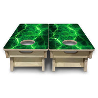 Mini Cornhole Boards - Blue & Green Lightning