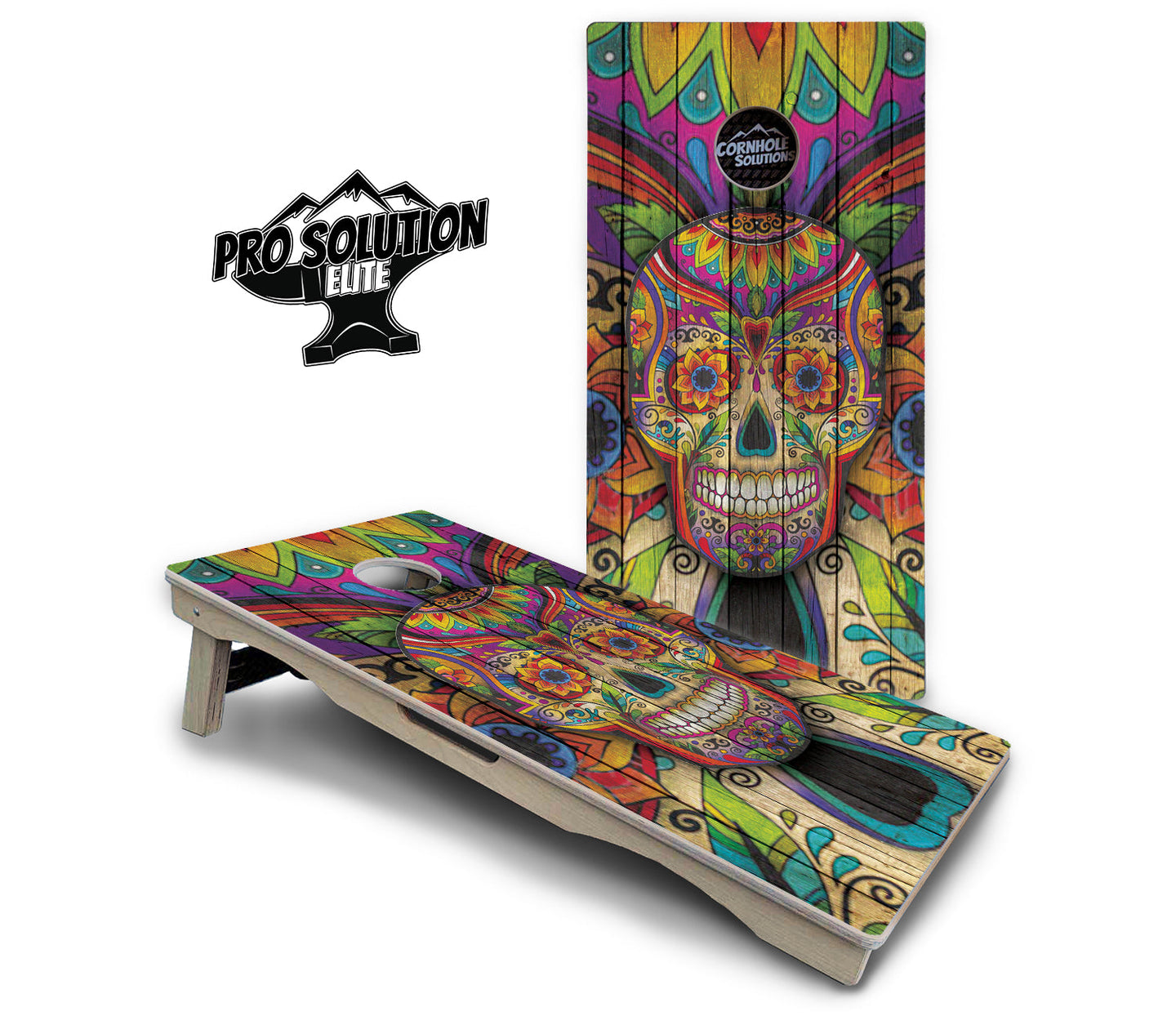 Sugar Skull Cornhole Boards - Pro Solution Elite Series - Colorful