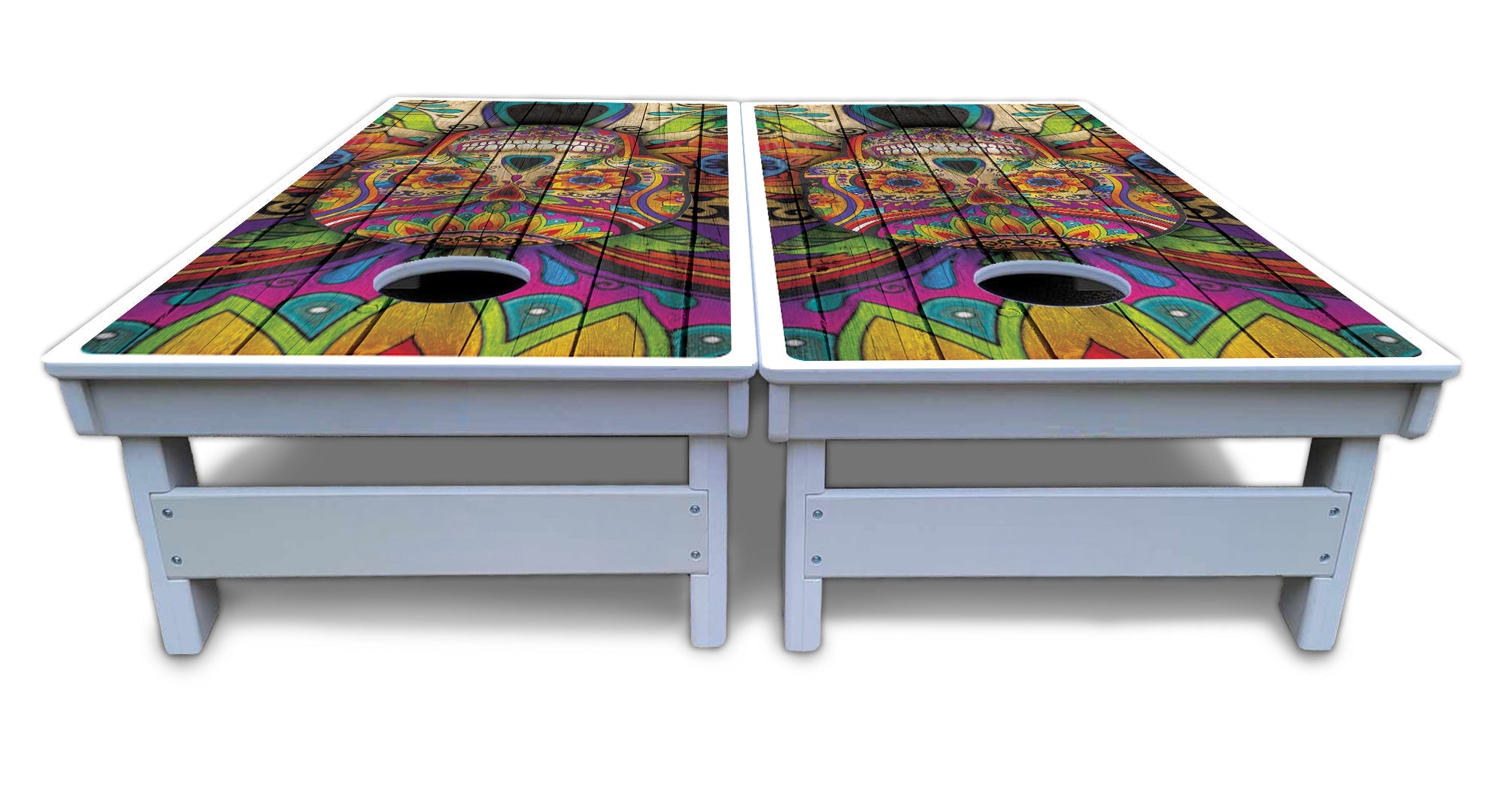 Sugar Skull Cornhole Boards - All Weather Series - Colorful