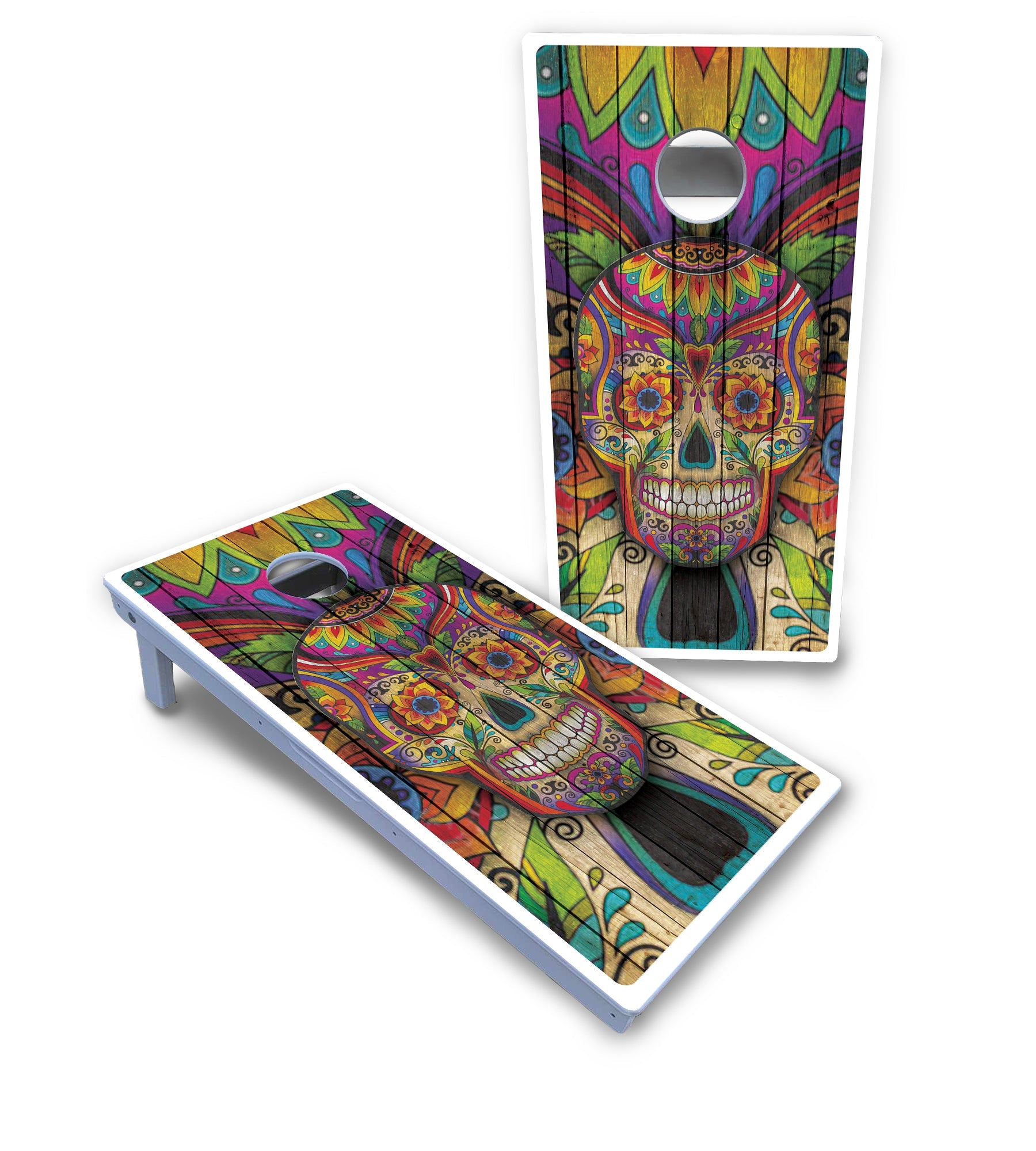 Sugar Skull Cornhole Boards - All Weather Series - Colorful