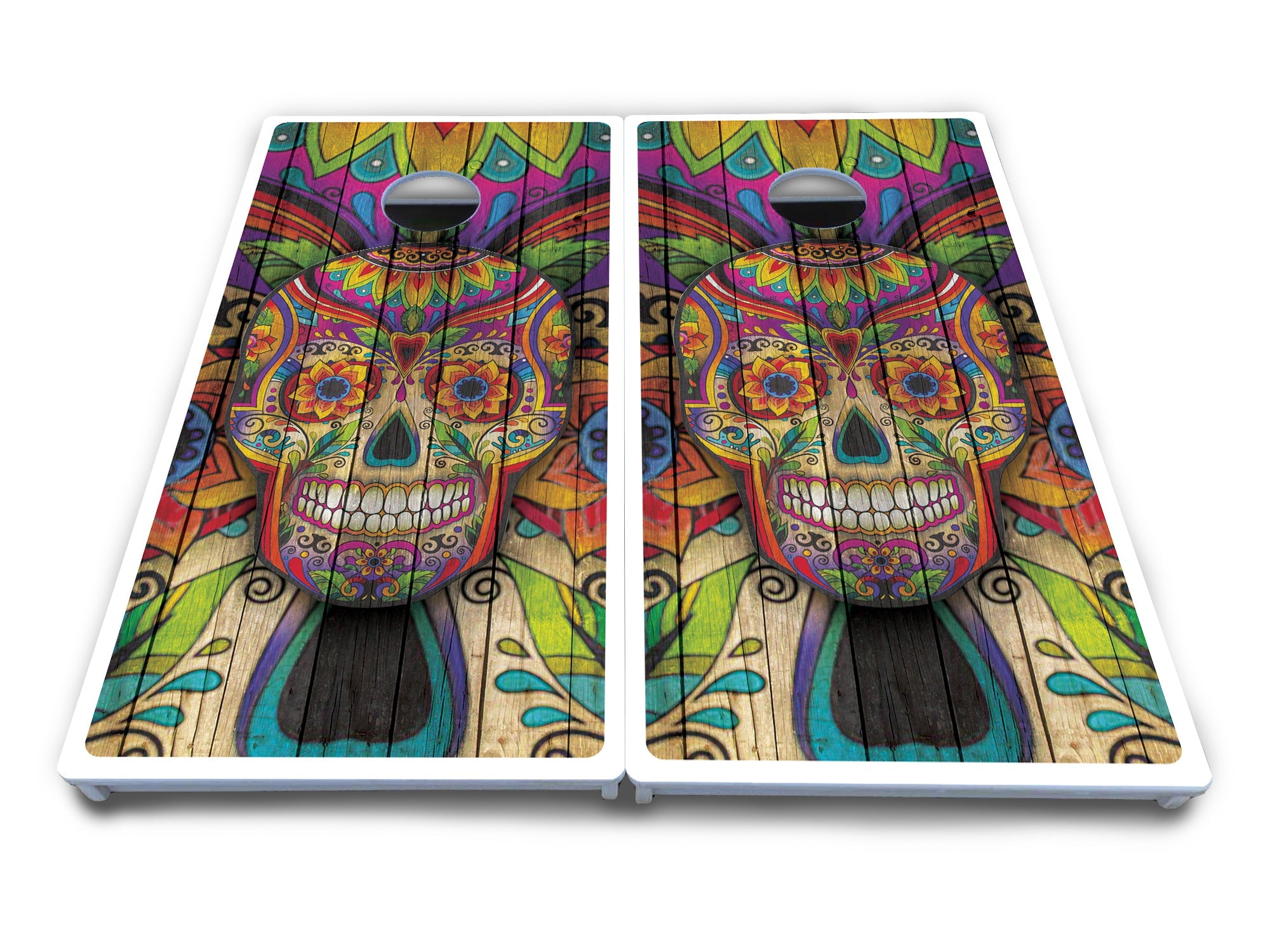 Sugar Skull Cornhole Boards - All Weather Series - Colorful