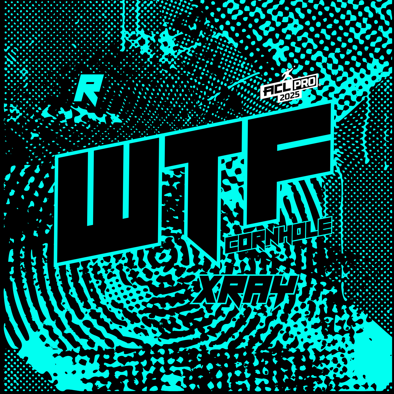 2026 WTF Cornhole X-RAY Aqua/Black carpet - ACL Pro Stamped Cornhole Bags - Set of 4 bags