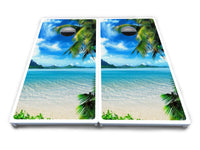Beach Mountain Scene Cornhole Boards - All Weather Series