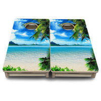 Mini Cornhole Boards - Beach Mountain Scene