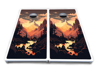 Mountain Sunset Cornhole Boards - All Weather Series