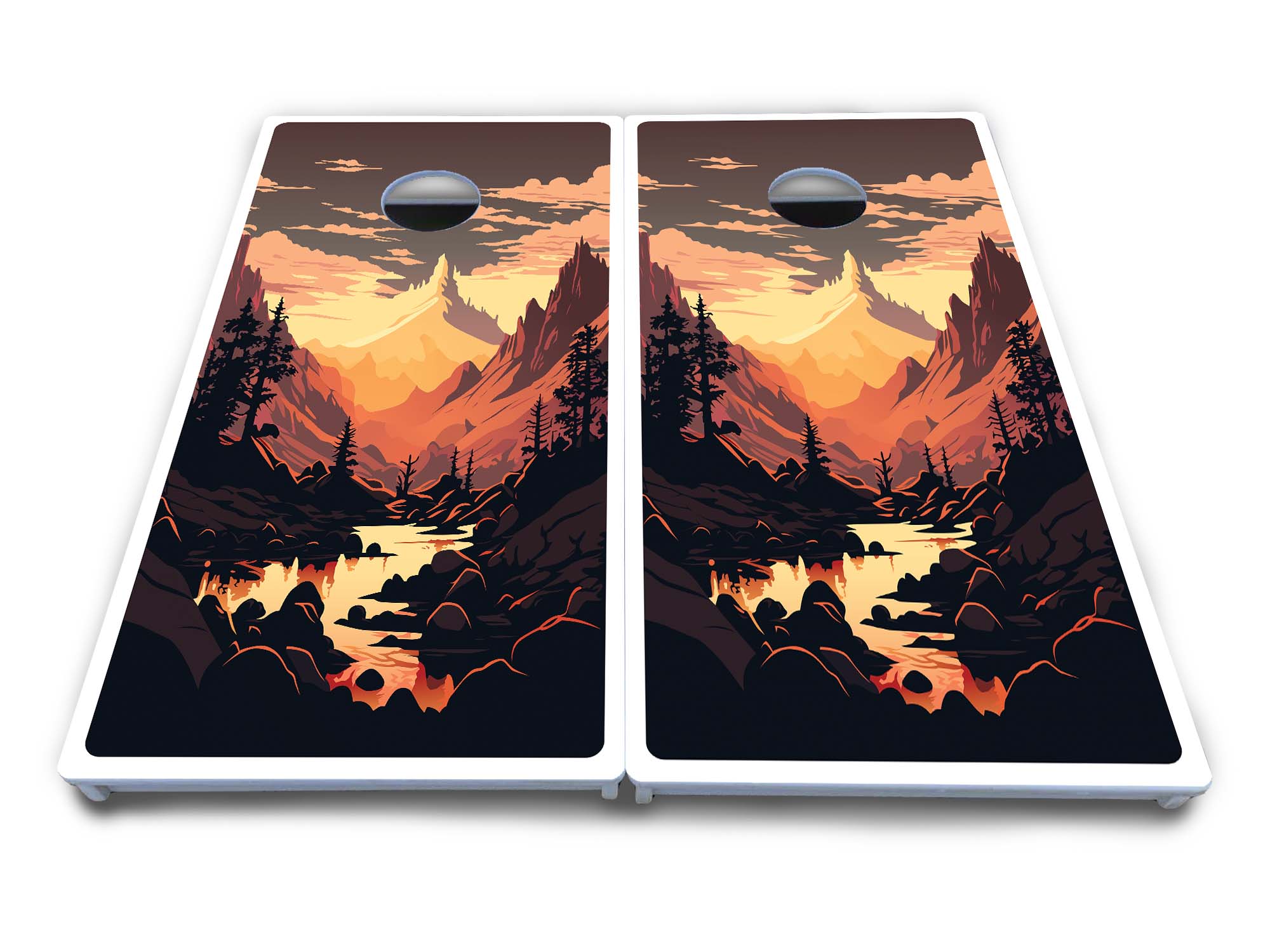 Mountain Sunset Cornhole Boards - All Weather Series