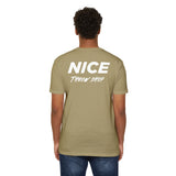 NICE Throw Shop Unisex Tee White Logo – Multiple Colors
