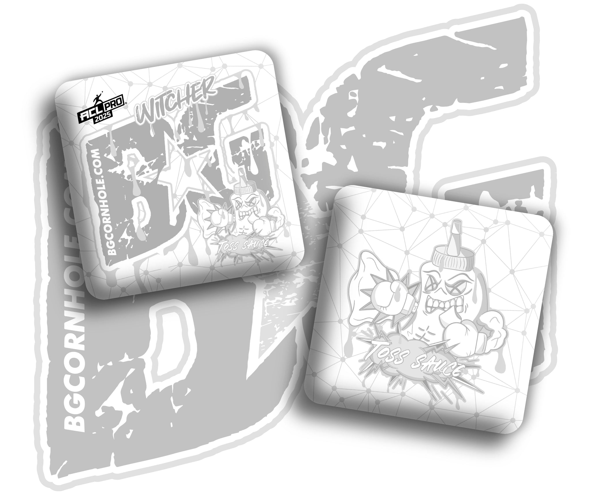 BG Cornhole 2026 Multiple Bag Models "Toss Sauce Whiteout and Blackout" Collab - ACL Pro Stamped Cornhole Bags - SET OF 4 BAGS
