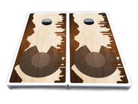 Colorado Natural Wood Skyline Cornhole Boards - All Weather Series