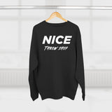 NICE Throw Shop Unisex Crewneck Sweatshirt White Logo – Multiple Colors