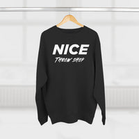 NICE Throw Shop Unisex Crewneck Sweatshirt White Logo – Multiple Colors
