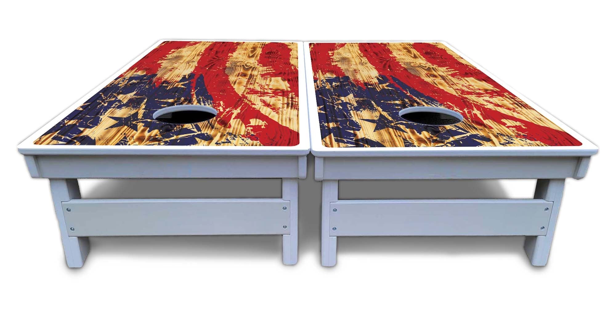 Faded Brush Burnt Flag Cornhole Boards - All Weather Series