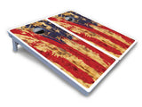 Faded Brush Burnt Flag Cornhole Boards - All Weather Series