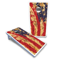 Faded Brush Burnt Flag Cornhole Boards - All Weather Series