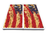 Faded Brush Burnt Flag Cornhole Boards - All Weather Series