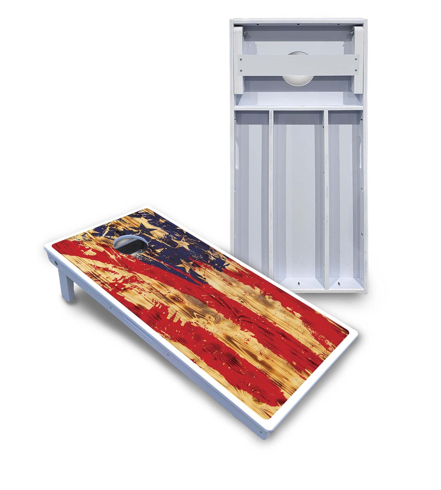 Faded Brush Burnt Flag Cornhole Boards - All Weather Series