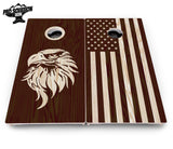 Stained Eagle & Flag Cornhole Boards - Pro Solution Elite Series