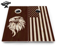 Stained Eagle & Flag Cornhole Boards - Pro Solution Elite Series