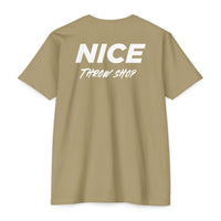 NICE Throw Shop Unisex Tee White Logo – Multiple Colors