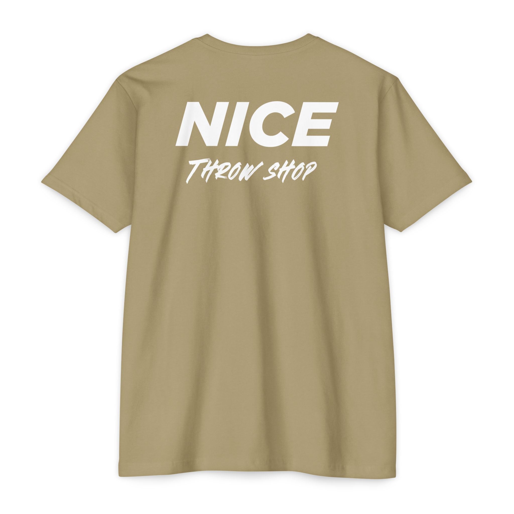 NICE Throw Shop Unisex Tee White Logo – Multiple Colors