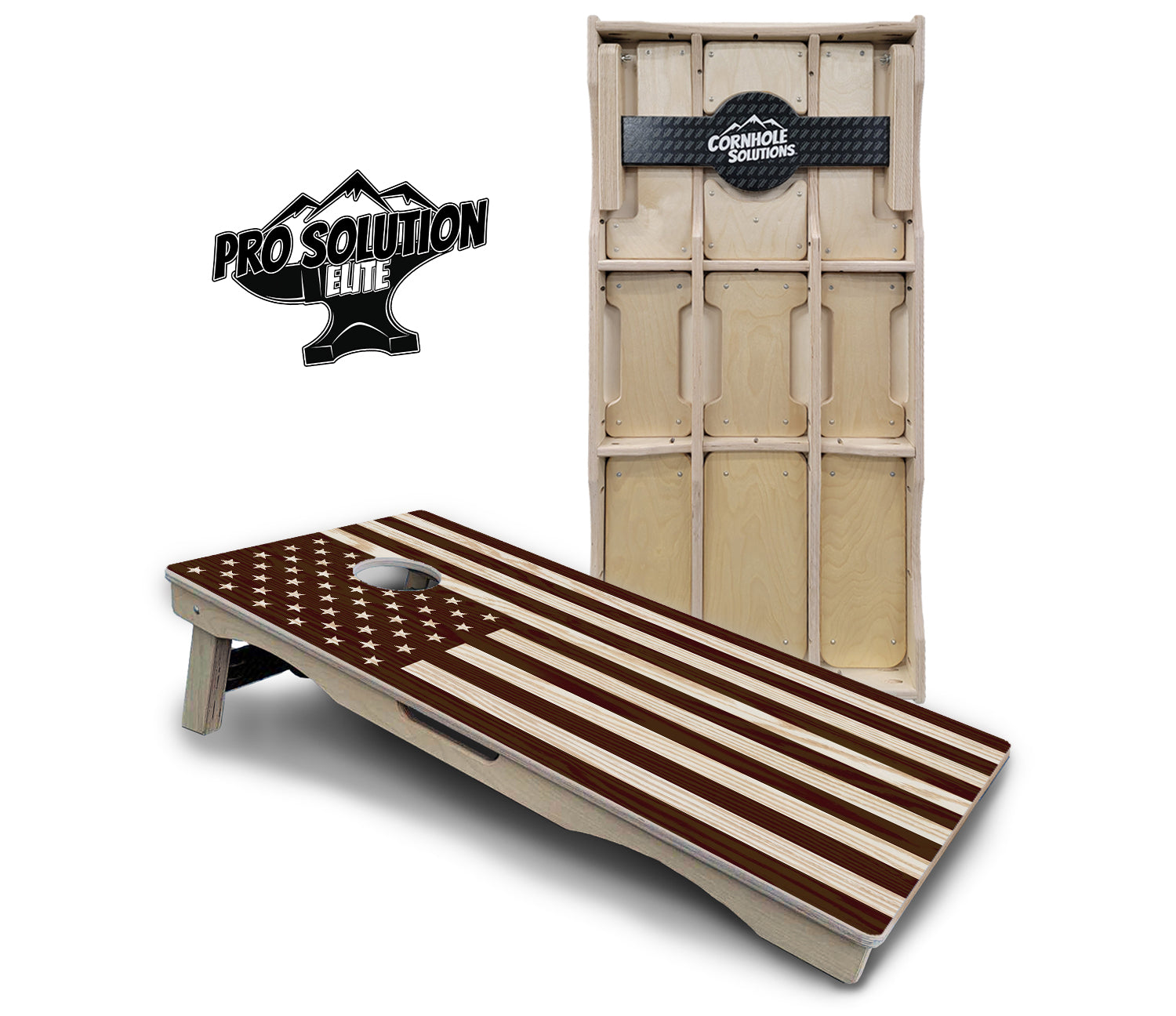 Stained Eagle & Flag Cornhole Boards - Pro Solution Elite Series