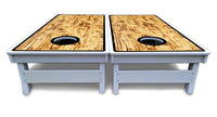 Burnt Wood Black Border Cornhole Boards - All Weather Series
