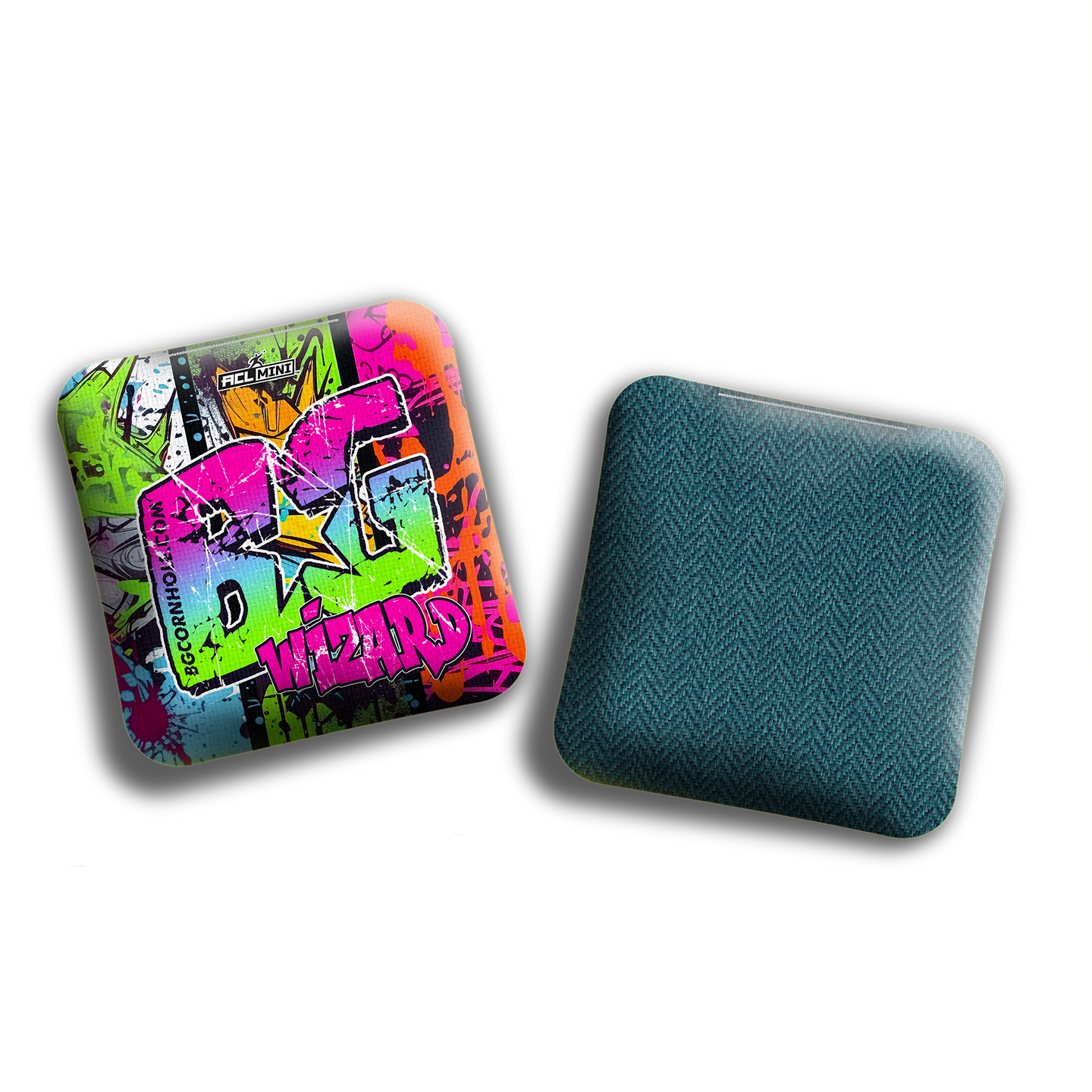 BG Cornhole 2025 BG Wizard 4" Mini Cornhole Bags - “DEFACED GRAFFITI” - Set of 4 Bags