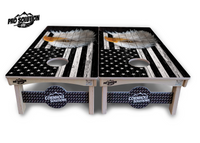 Black & White Eagle Flag Cornhole Boards - Pro Solution Lite Series