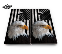 Black & White Eagle Flag Cornhole Boards - Pro Solution Lite Series