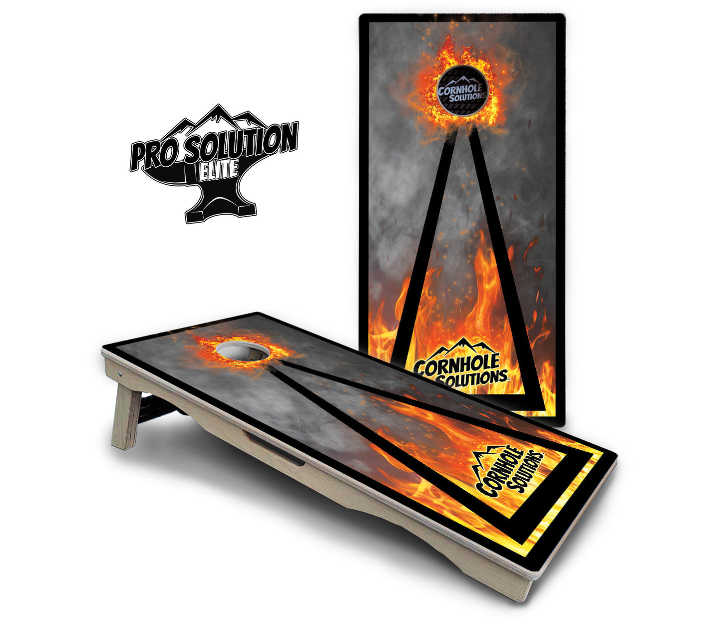 Fire Triangle CS Logo Cornhole Boards - Pro Solution Elite Series
