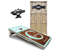 Mint Chevron Cornhole Boards - Pro Solution Elite Series