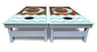 Mint Chevron Cornhole Boards - All Weather Series
