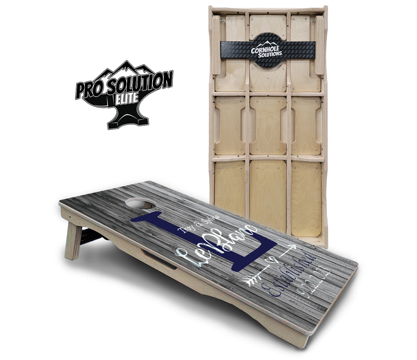 Grey Slat Wood Cornhole Boards - Pro Solution Elite Series