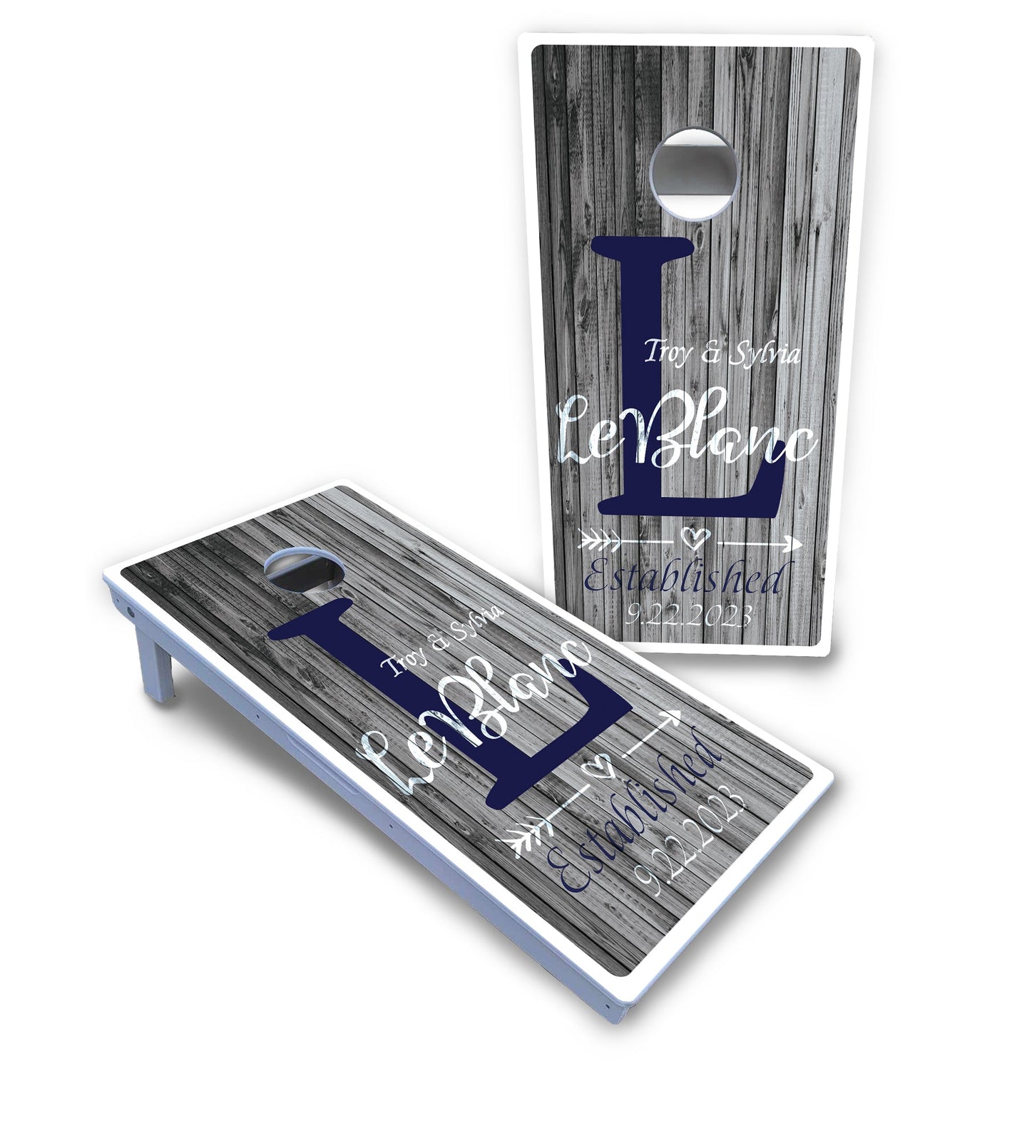 Grey Slat Wood Cornhole Boards - All Weather Series