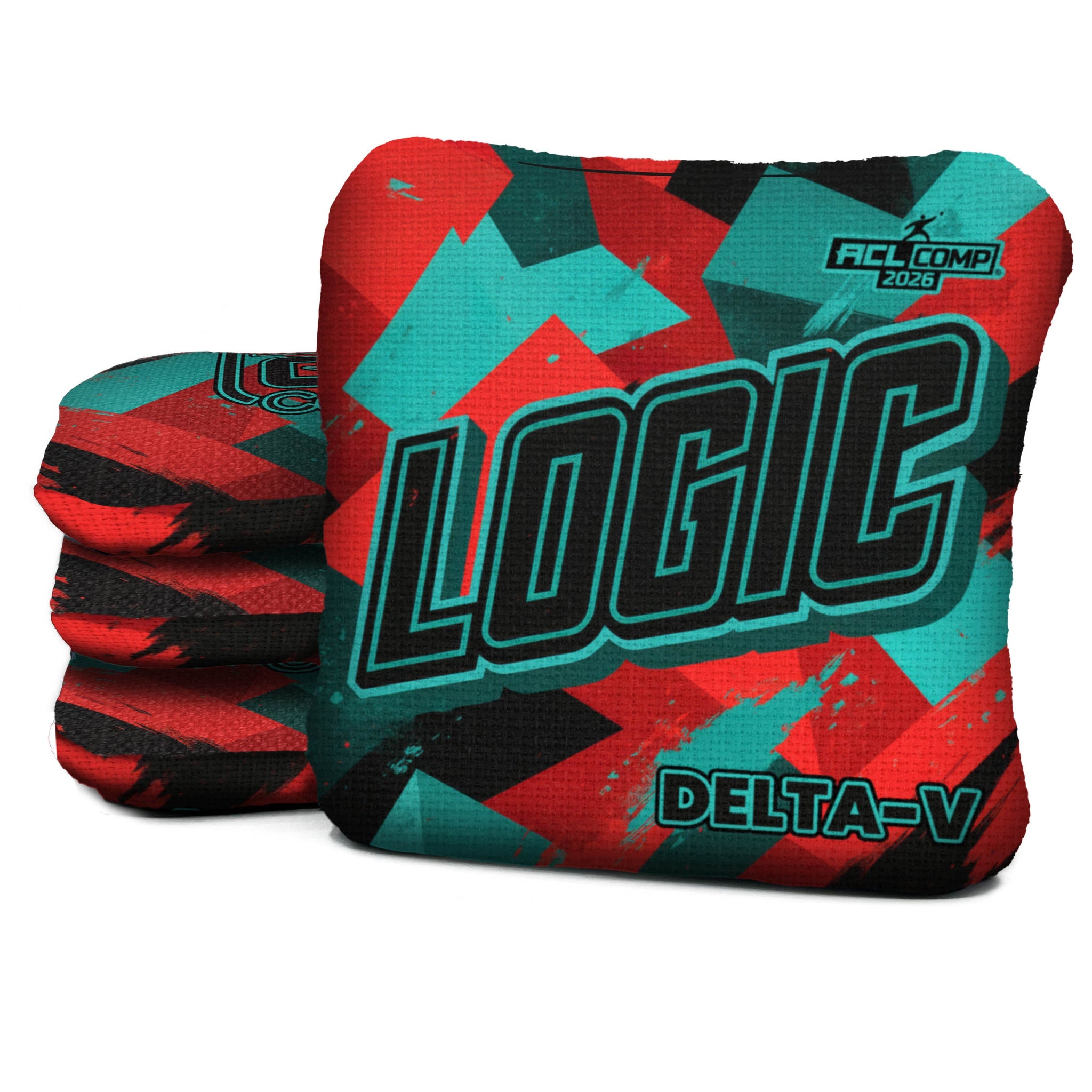 Logic Cornhole Angle Splat - Teal Red - ACL PRO 2026 BAGS - MULTIPLE BAG SERIES - Set of 4 bags