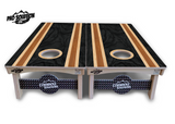 Dark Wood Stripes Cornhole Boards - Pro Solution Lite Series