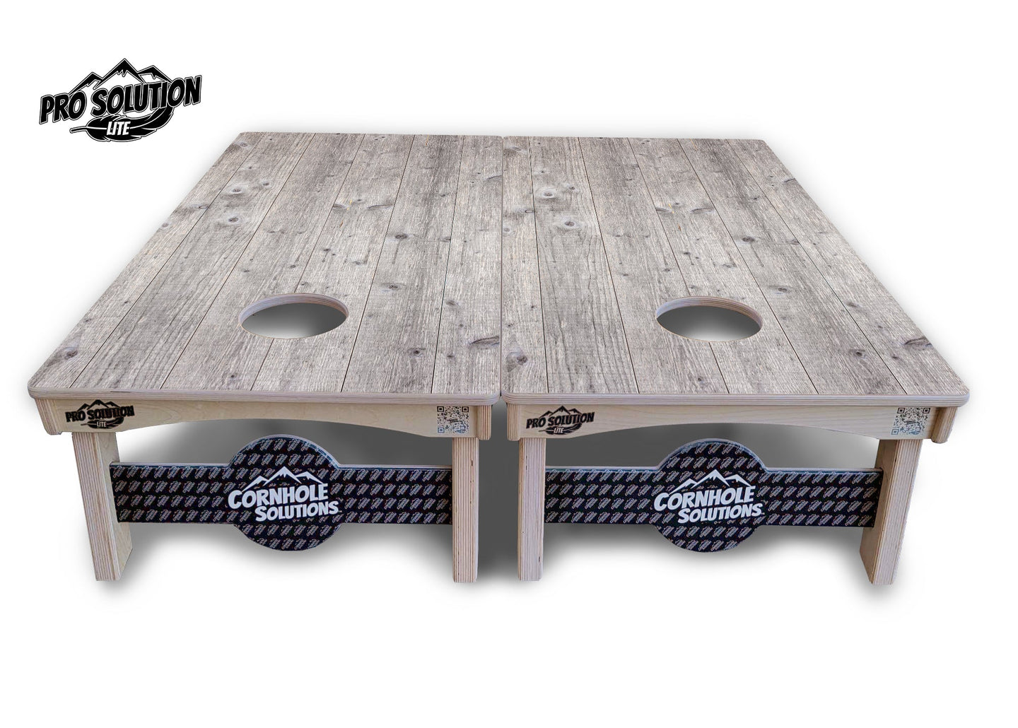 Driftwood Grey Stained Cornhole Boards - Pro Solution Lite Series