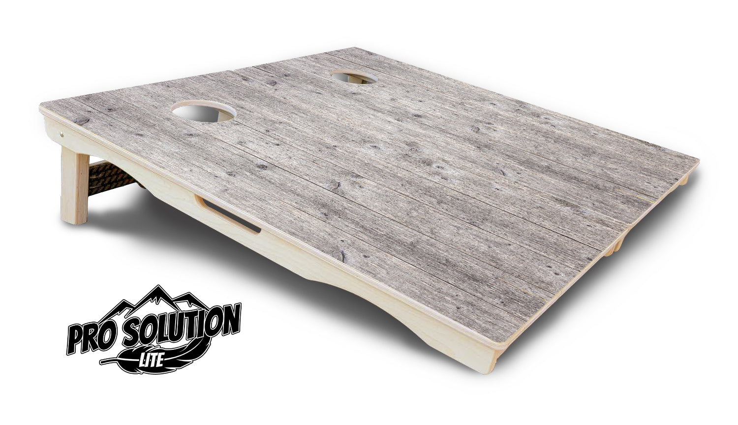 Driftwood Grey Stained Cornhole Boards - Pro Solution Lite Series