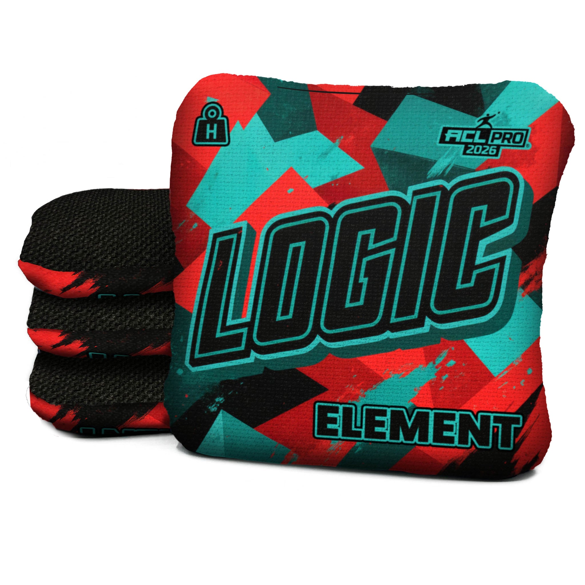 Logic Cornhole Angle Splat - Teal Red - ACL PRO 2026 BAGS - MULTIPLE BAG SERIES - Set of 4 bags