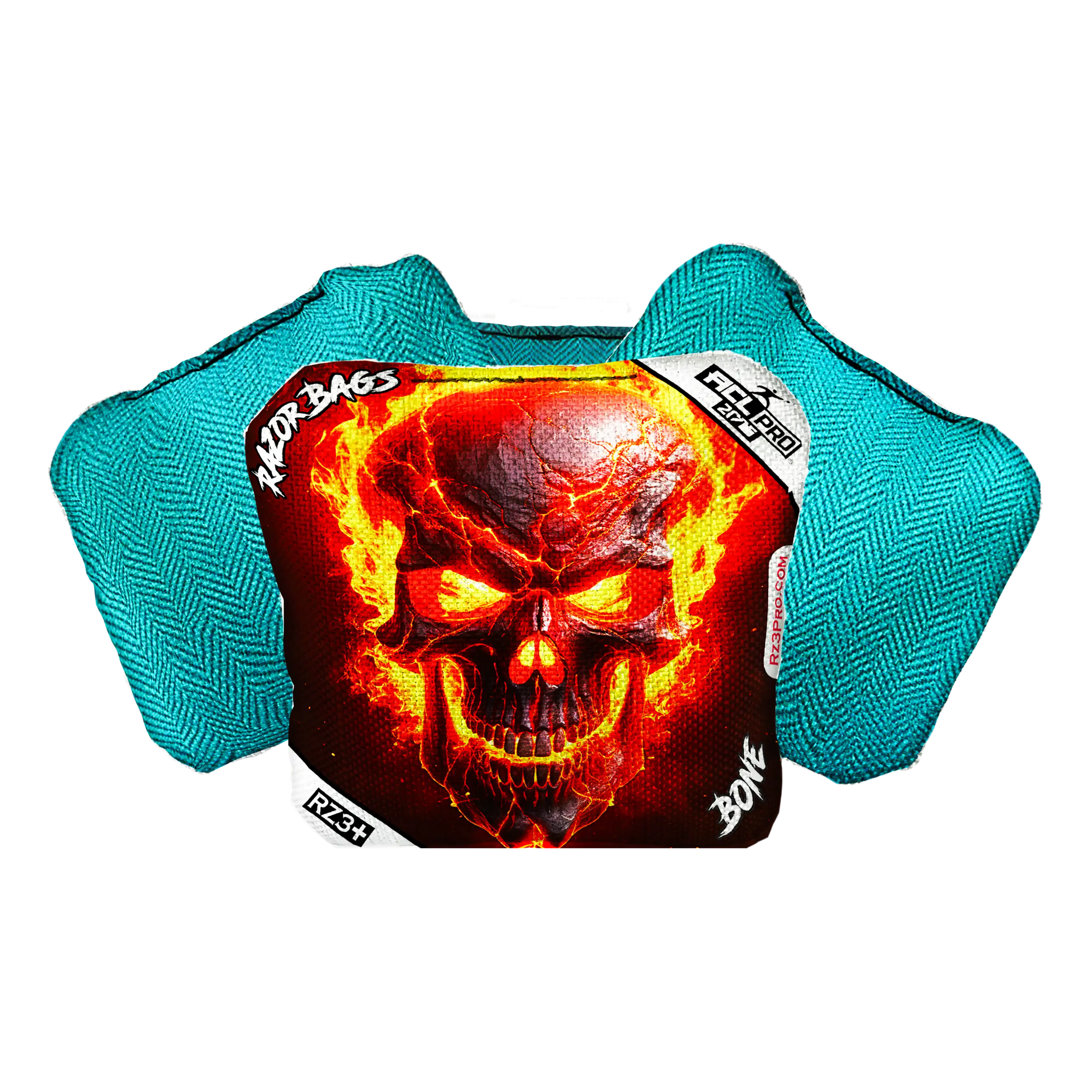 Bone | Fire Skull | ACL PRO Razor Cornhole Bags