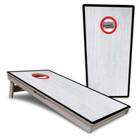 Red/Black Hole Ring Grey Wash Cornhole Boards - Professional Tournament Series